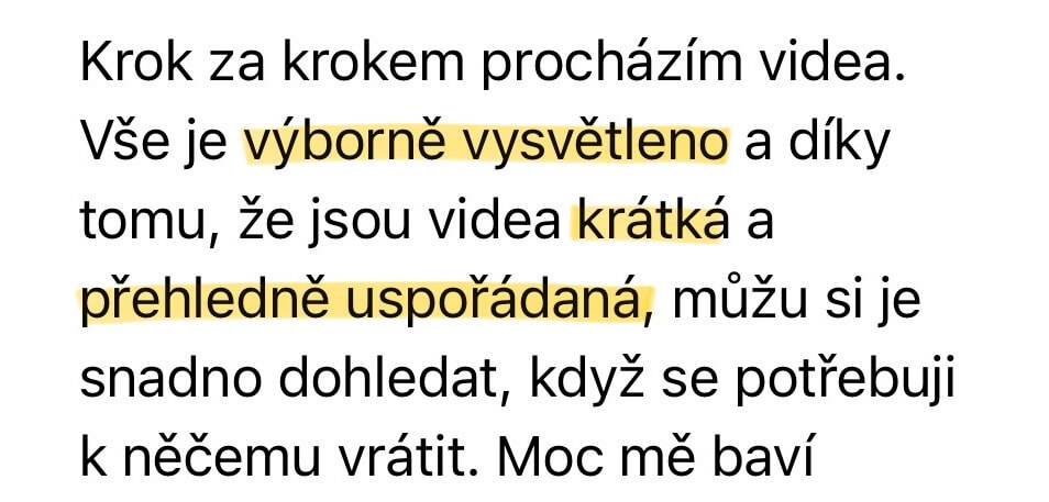 Reference: Krok za krokem procházím videa, vše je výborně vysvětleno.